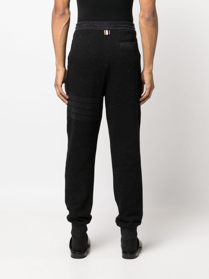 Black 4-bar-print Cotton Track Pants