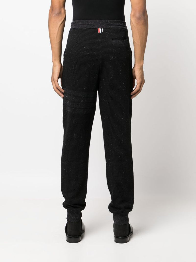 Black 4-bar-print Cotton Track Pants