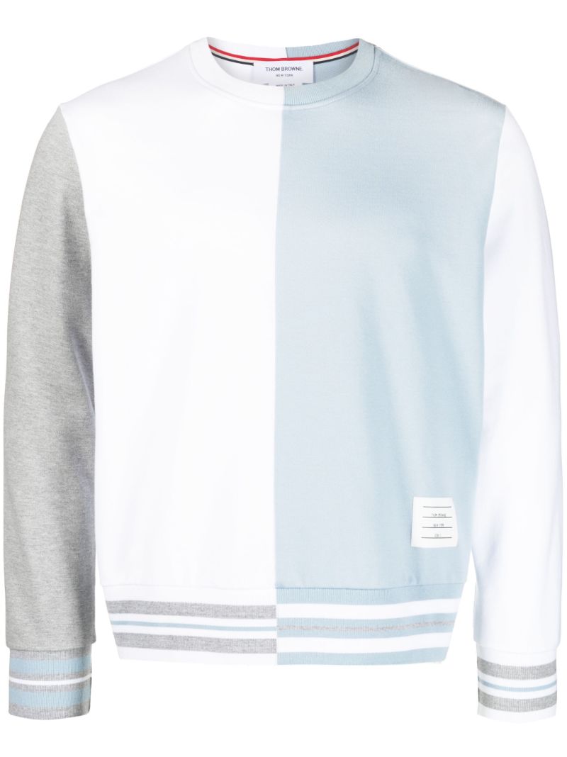 White and Blue Fun Mix Cotton Sweatshirt