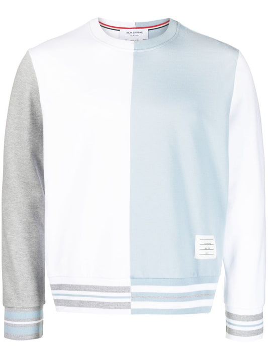 White and Blue Fun Mix Cotton Sweatshirt
