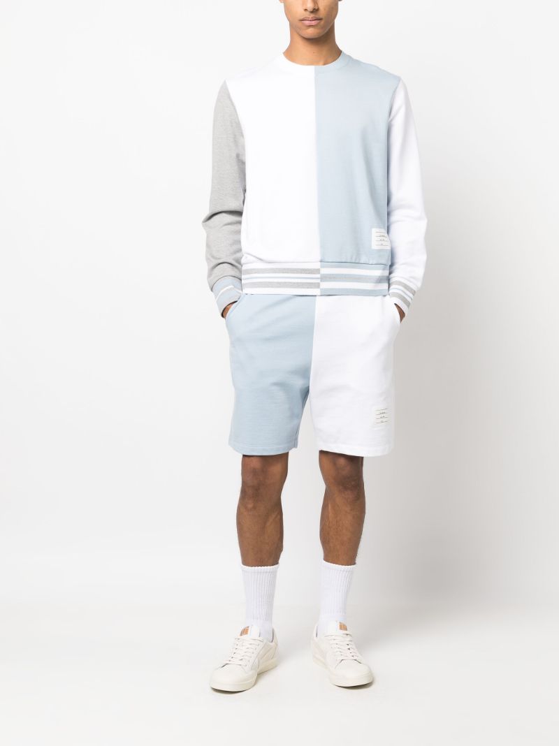 White and Blue Fun Mix Cotton Sweatshirt