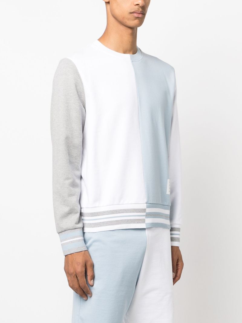 White and Blue Fun Mix Cotton Sweatshirt