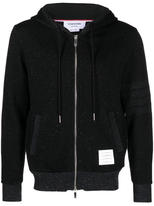 Black Logo-appliquÃ_x0083_Â© Cotton Hoodie