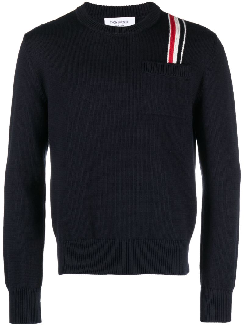 Blue Rwb-stripe Cotton Sweater