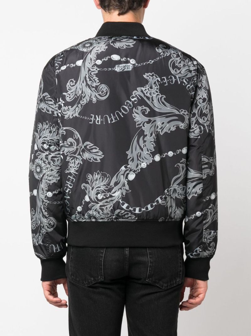 Black Chain Couture-print Reversible Jacket