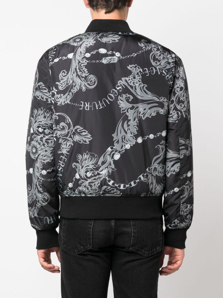 Black Chain Couture-print Reversible Jacket