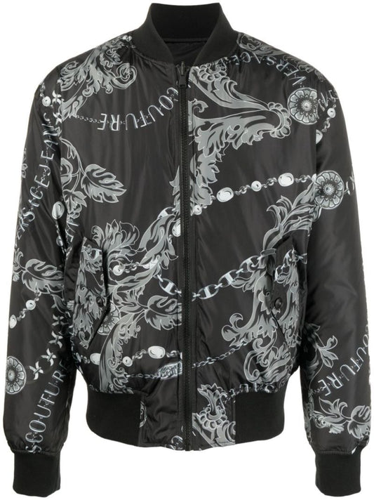 Black Chain Couture-print Reversible Jacket