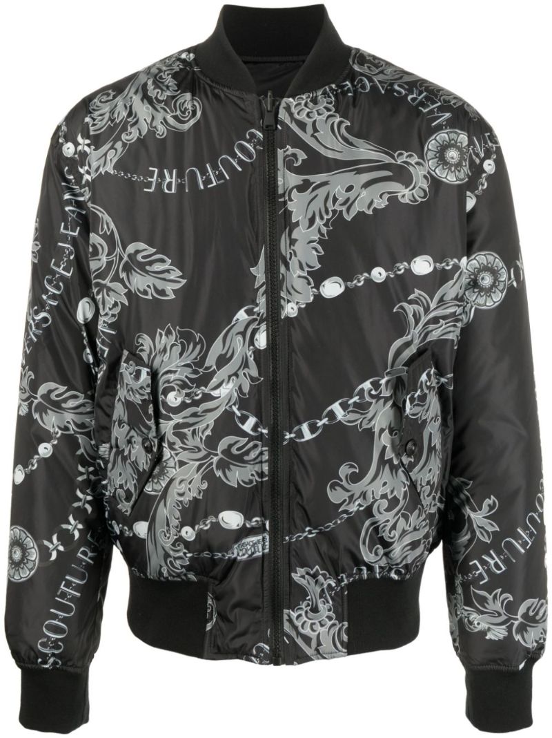 Black Chain Couture-print Reversible Jacket
