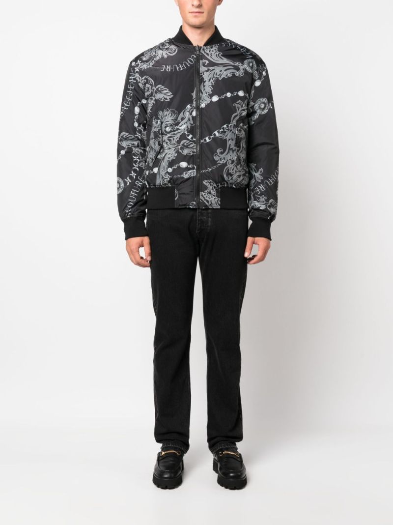 Black Chain Couture-print Reversible Jacket