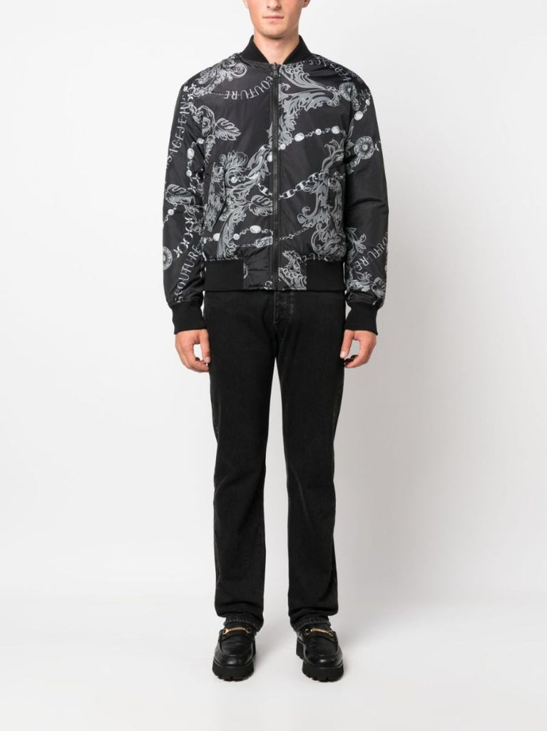 Black Chain Couture-print Reversible Jacket