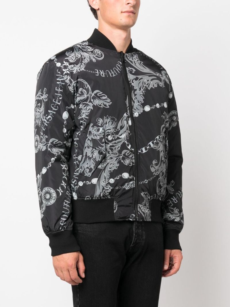 Black Chain Couture-print Reversible Jacket