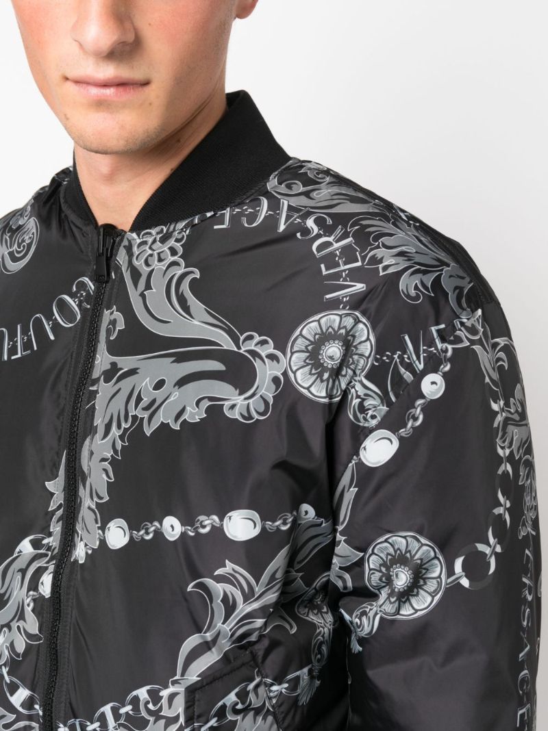 Black Chain Couture-print Reversible Jacket