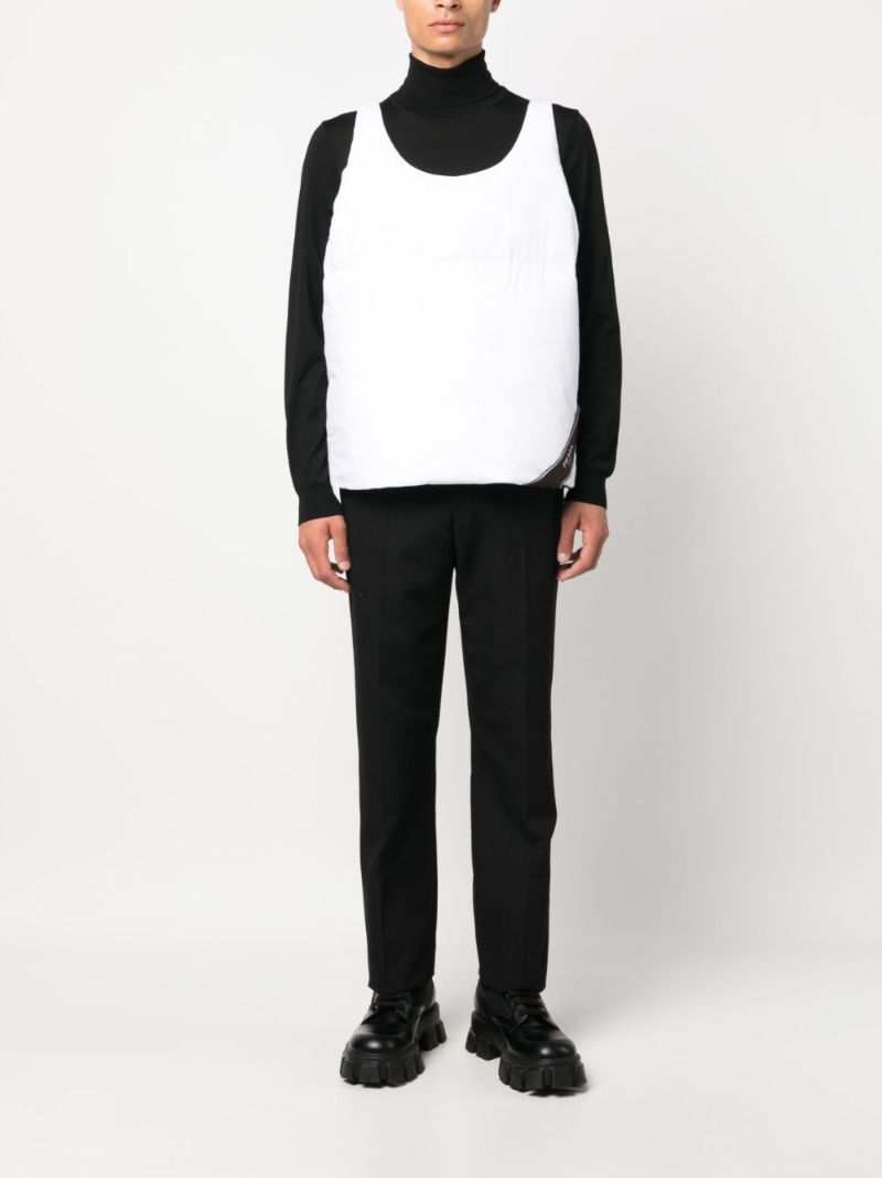 White Logo-tape Scoop-neck Gilet