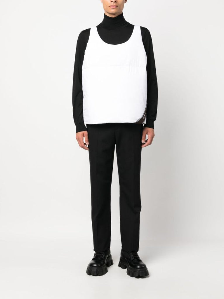 White Logo-tape Scoop-neck Gilet