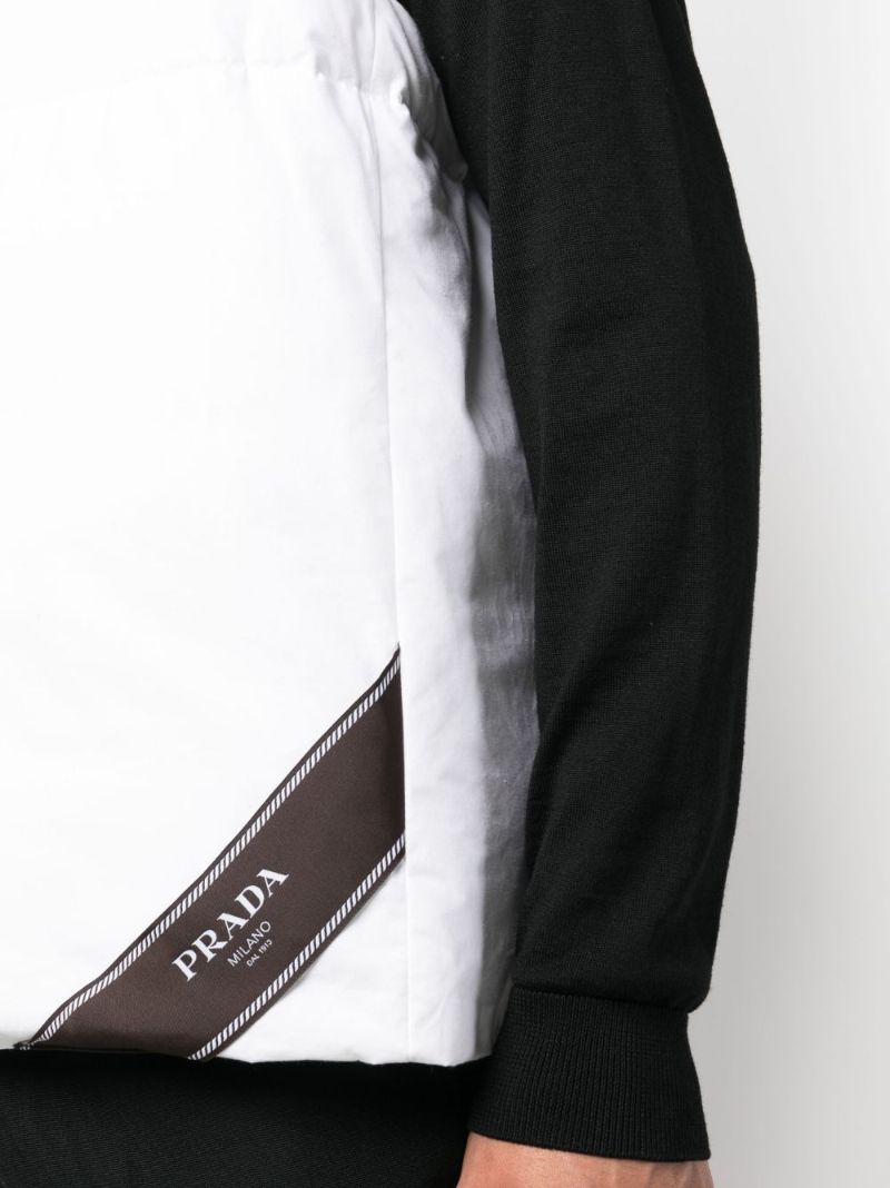 White Logo-tape Scoop-neck Gilet