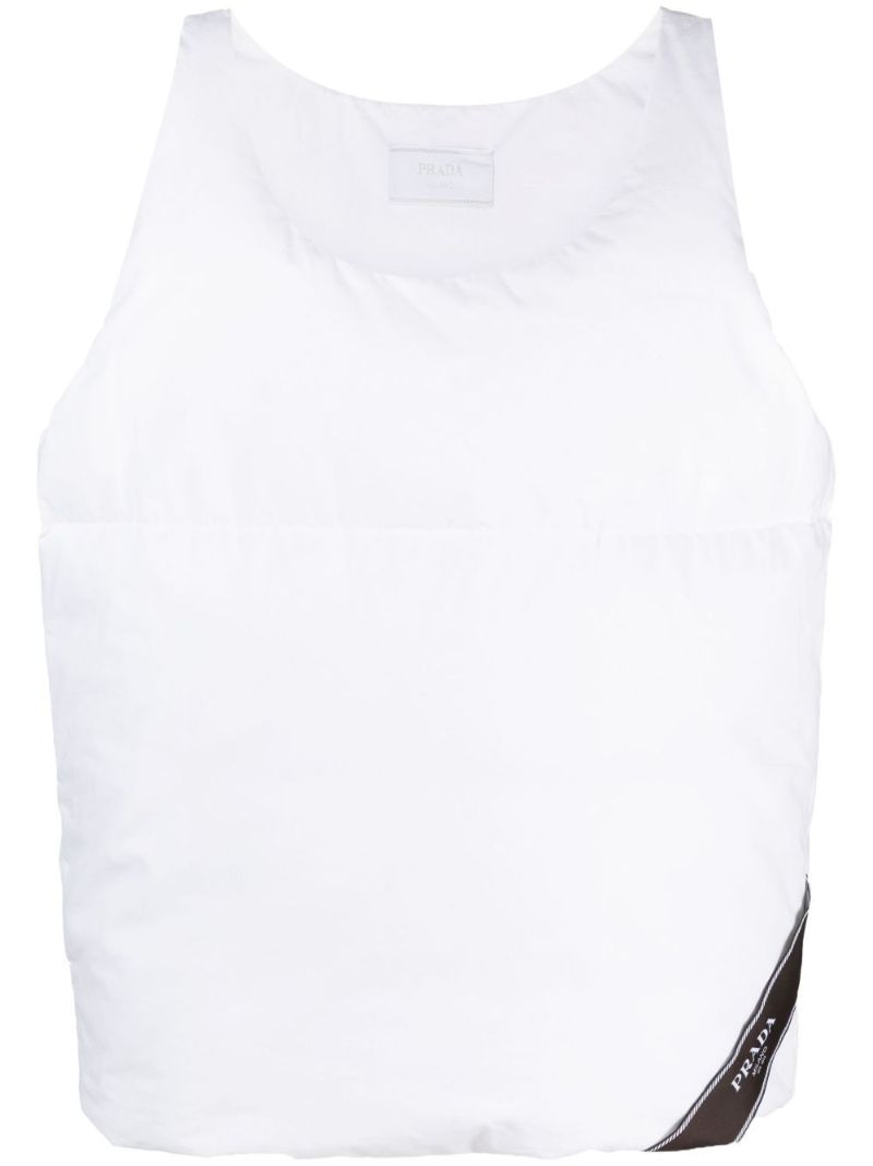 White Logo-tape Scoop-neck Gilet