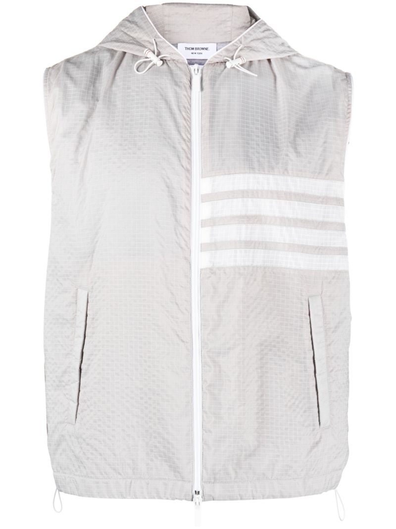 Grey 4-bar Hooded Ripstop Gilet