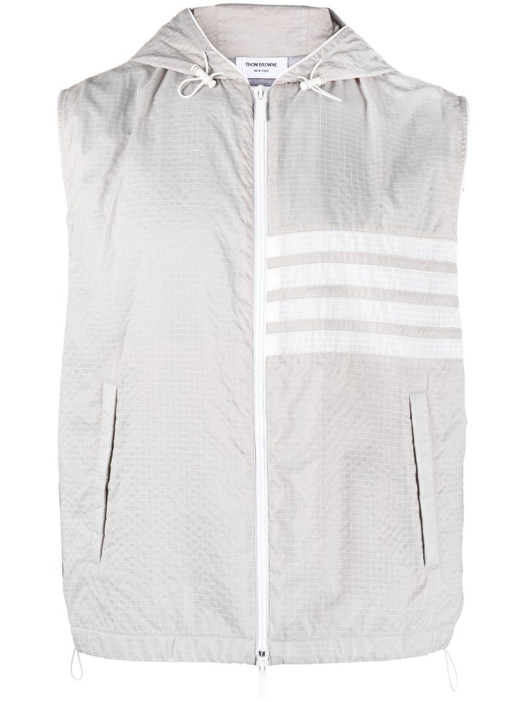 Grey 4-bar Hooded Ripstop Gilet