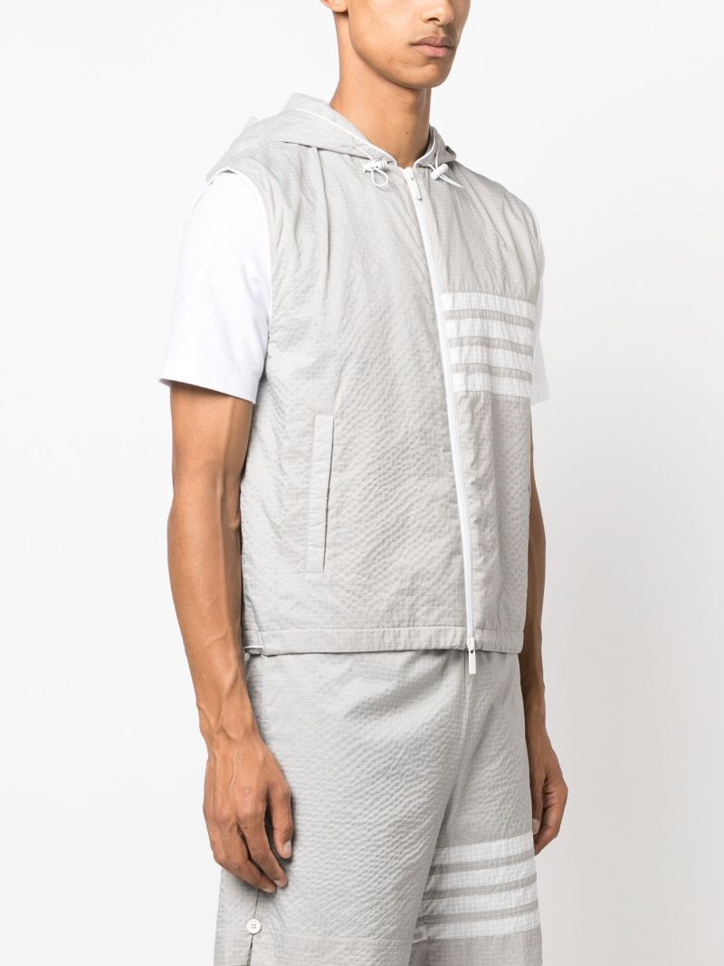 Grey 4-bar Hooded Ripstop Gilet