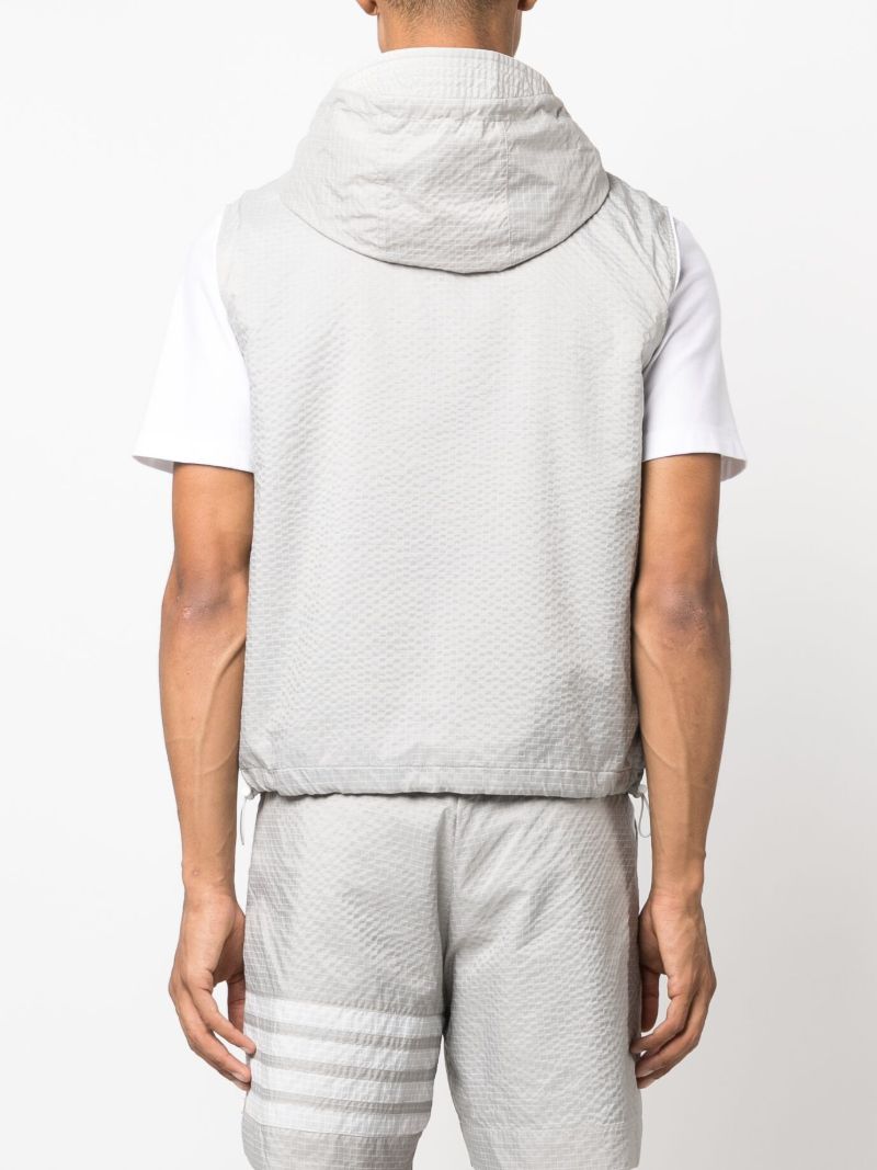 Grey 4-bar Hooded Ripstop Gilet