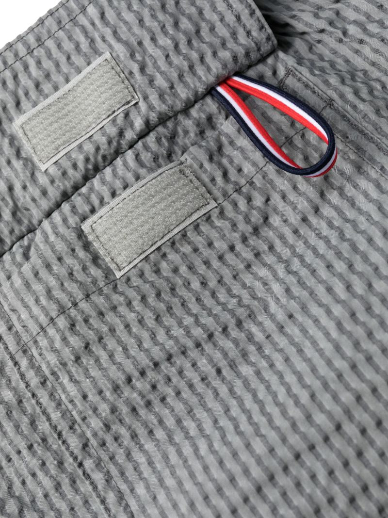 Grey Striped Seersucker Swim Shorts