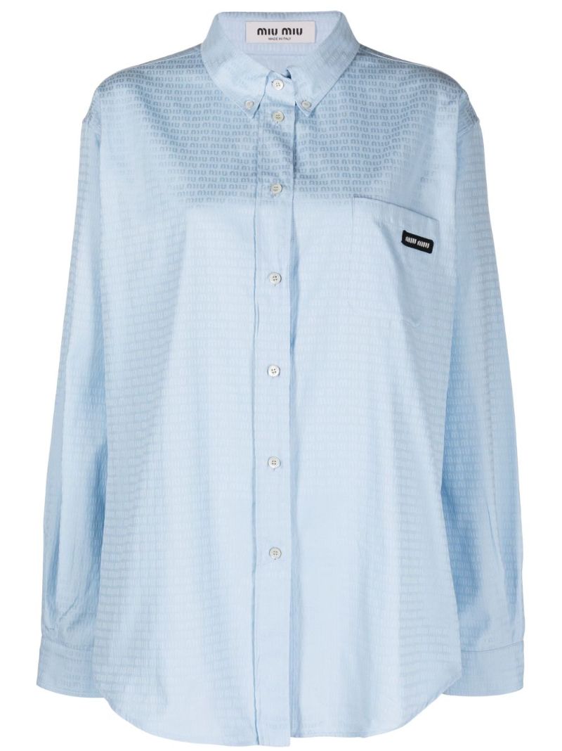 Blue Logo-print Cotton Shirt