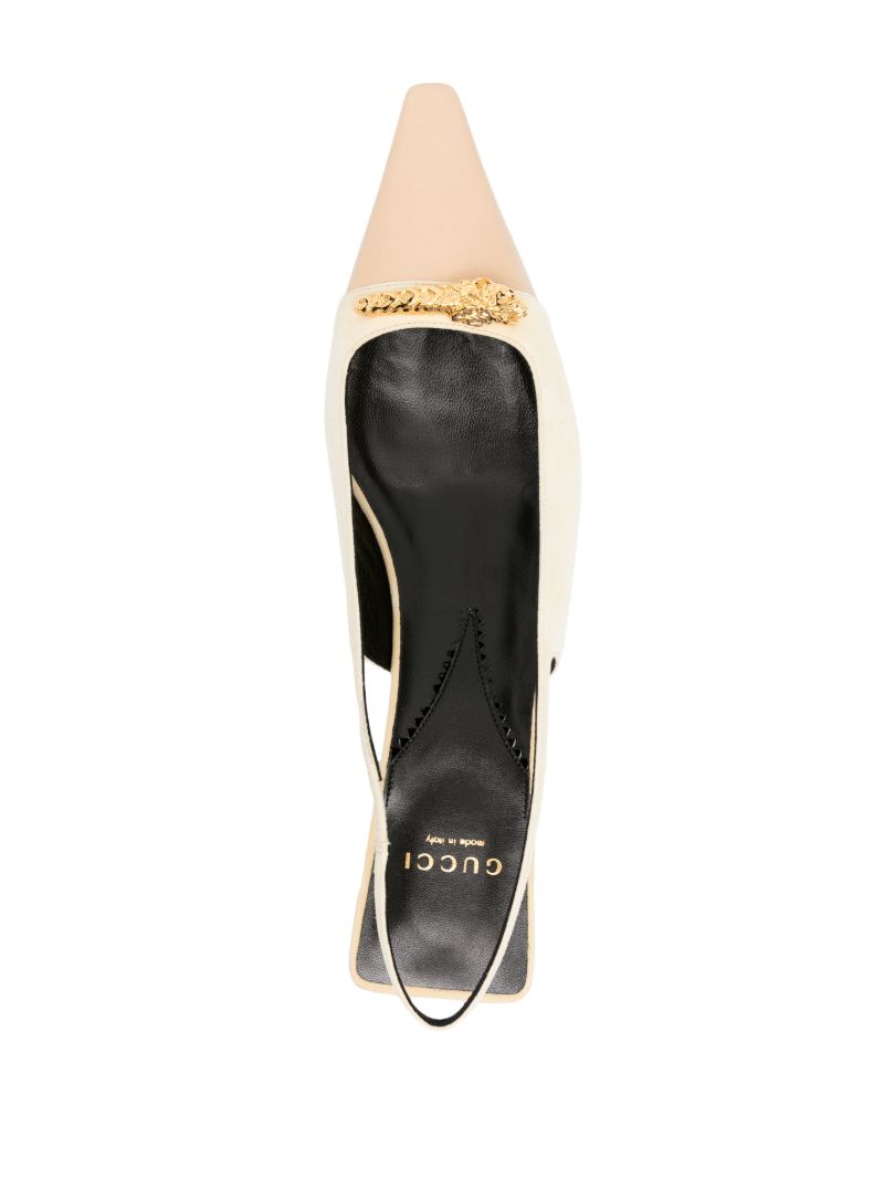 Neutral Tiger Head 45 Slingback Pumps