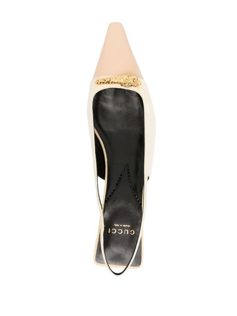 Neutral Tiger Head 45 Slingback Pumps