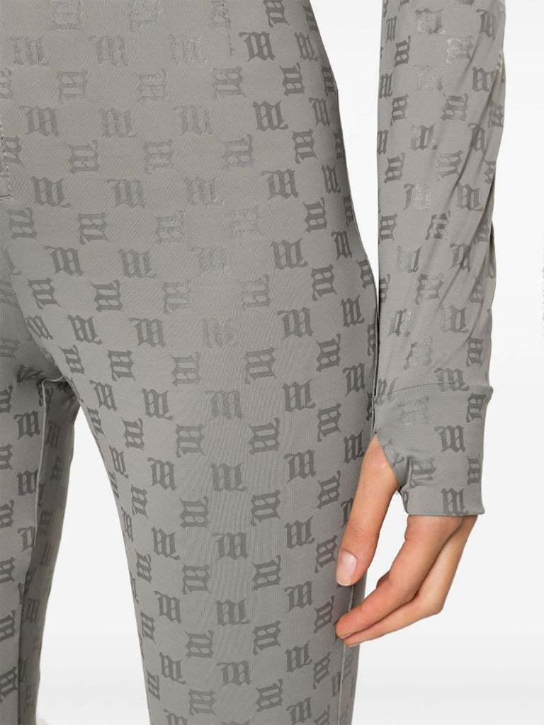 Grey Monogram High-neck Jumpsuit
