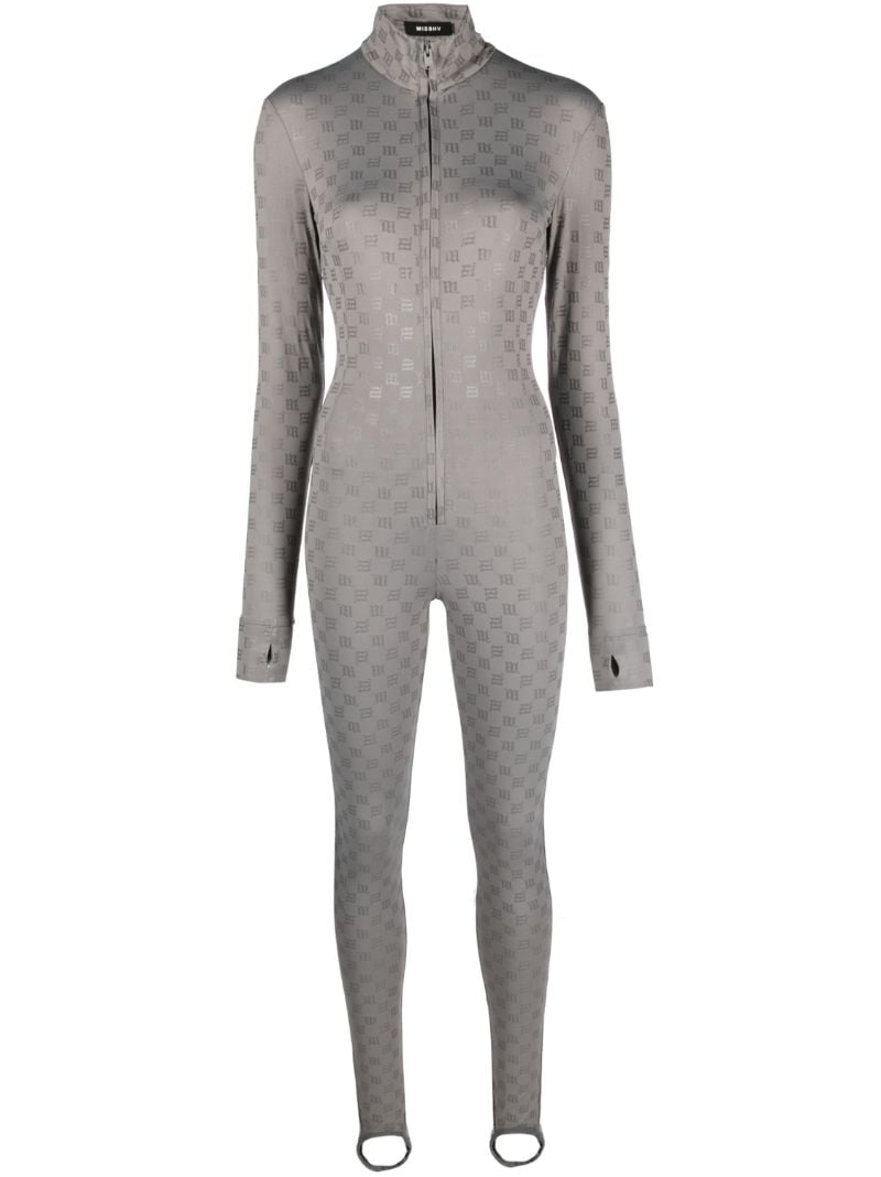 Grey Monogram High-neck Jumpsuit