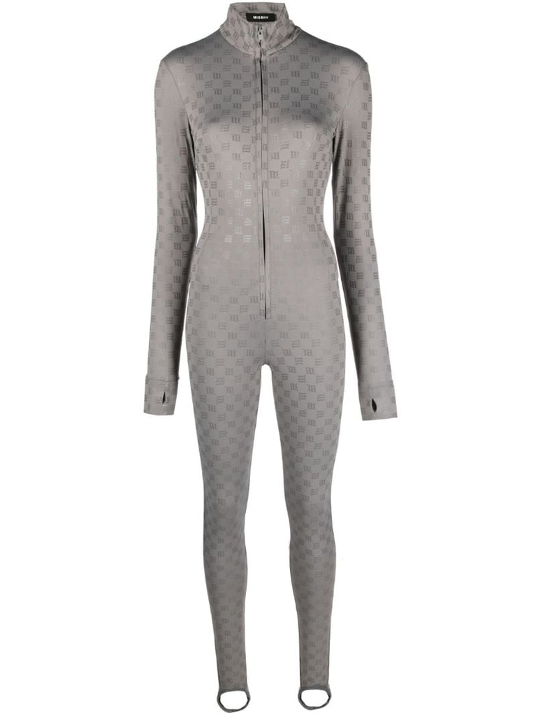 Grey Monogram High-neck Jumpsuit