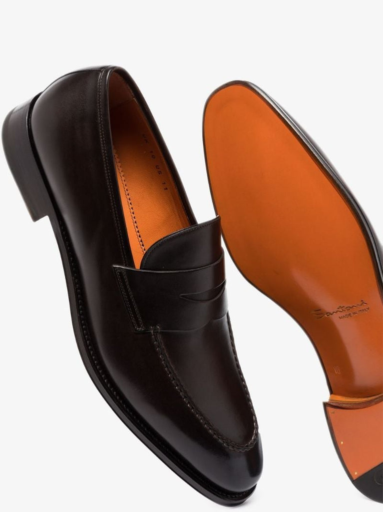 Brown Polished Leather Loafers