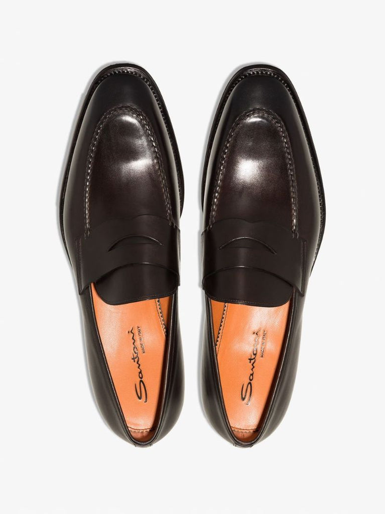 Brown Polished Leather Loafers