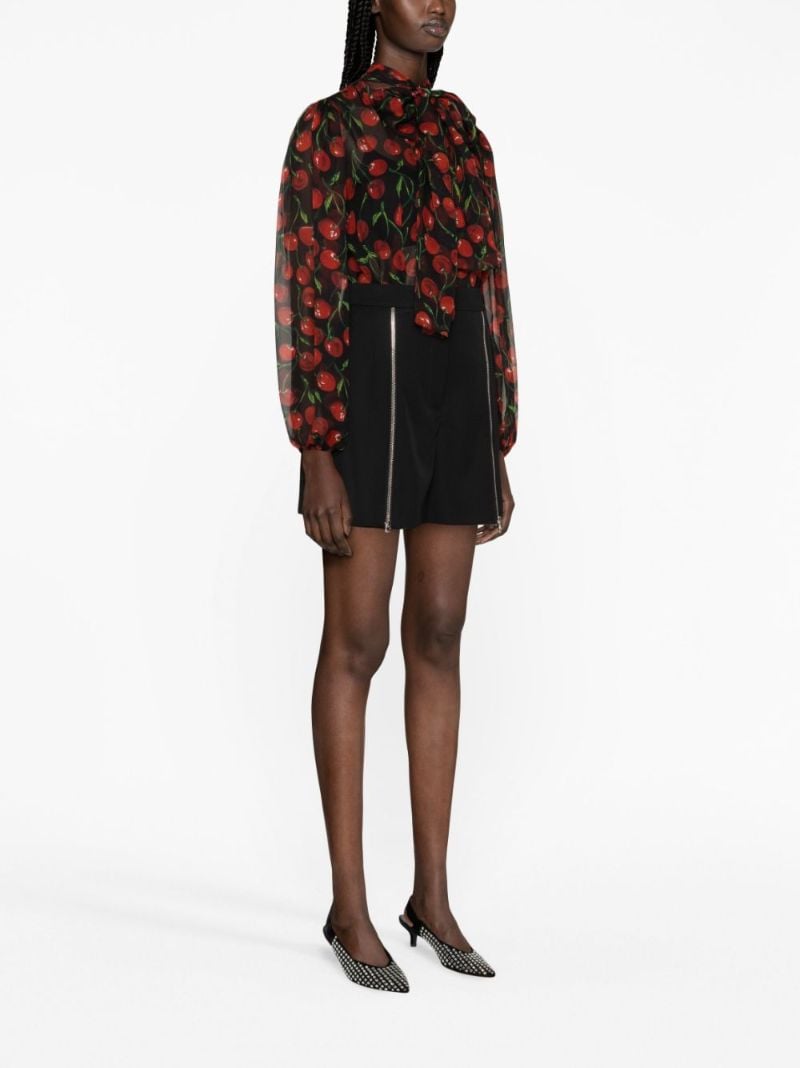 Black Cherry-print Silk-chiffon Blouse