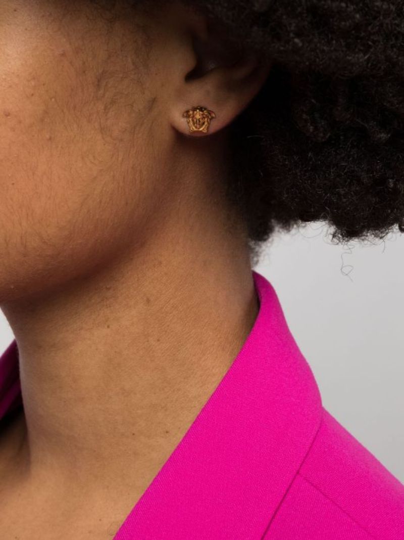 Gold-tone Medusa Stud Earrings