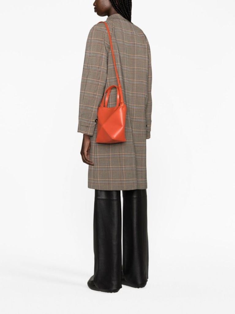 Orange Puzzle Leather Mini Tote Bag