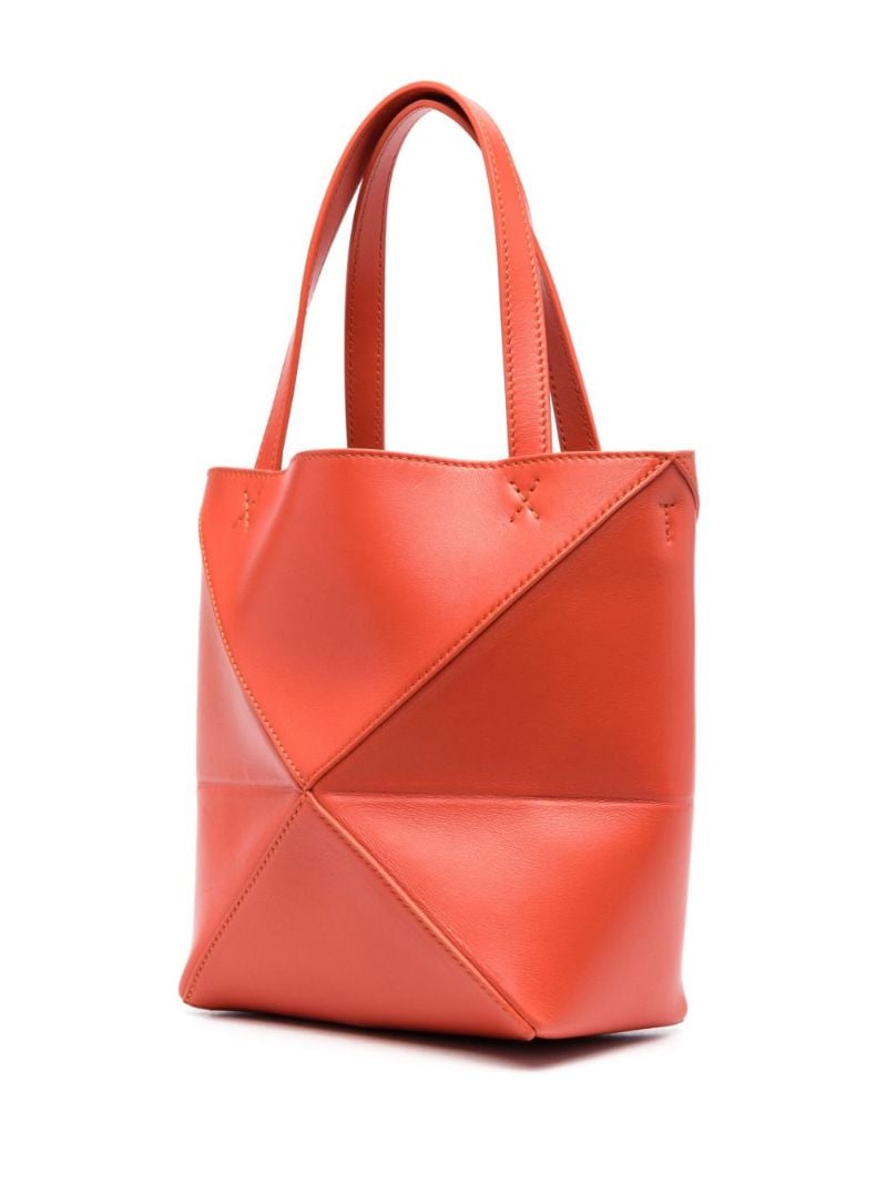 Orange Puzzle Leather Mini Tote Bag