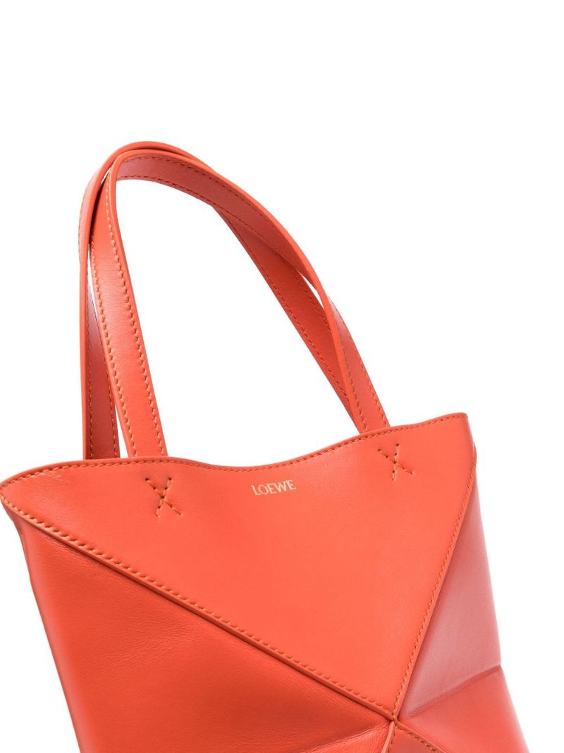 Orange Puzzle Leather Mini Tote Bag
