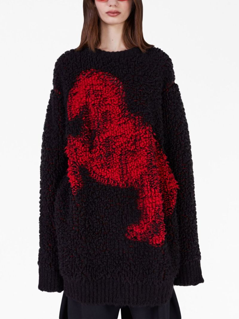 Black Pixel Horse-jacquard Sweater