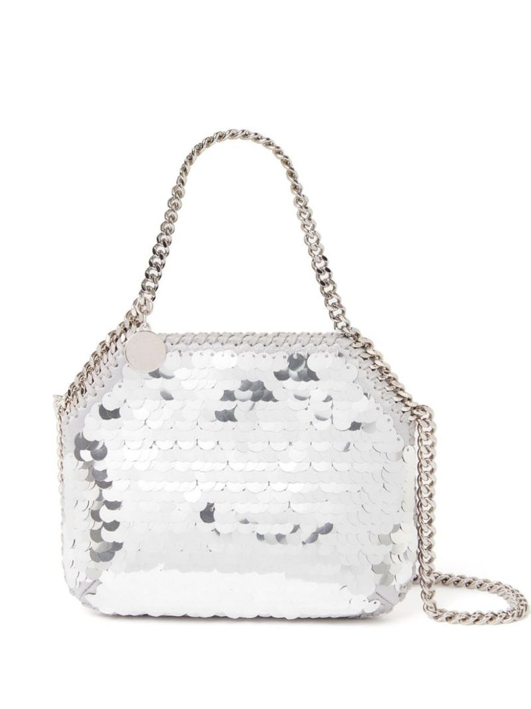 Silver Falabella Mini Sequinned Shoulder Bag