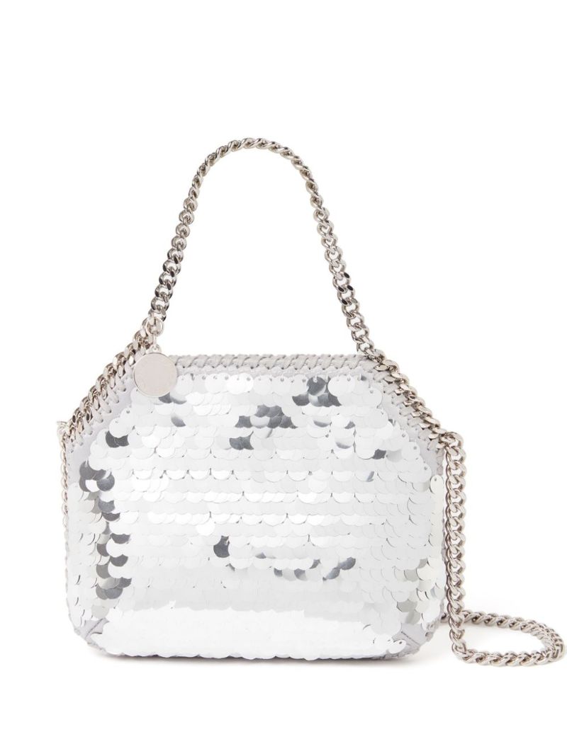 Silver Falabella Mini Sequinned Shoulder Bag