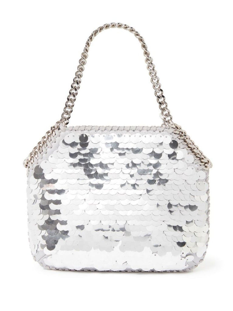 Silver Falabella Mini Sequinned Shoulder Bag