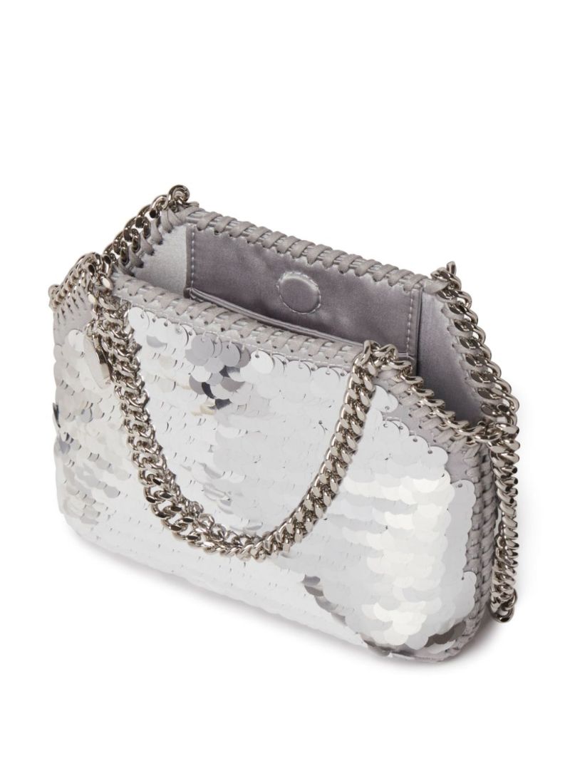 Silver Falabella Mini Sequinned Shoulder Bag