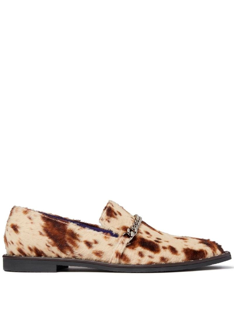 Neutral Falabella Pony-print Velvet Loafers