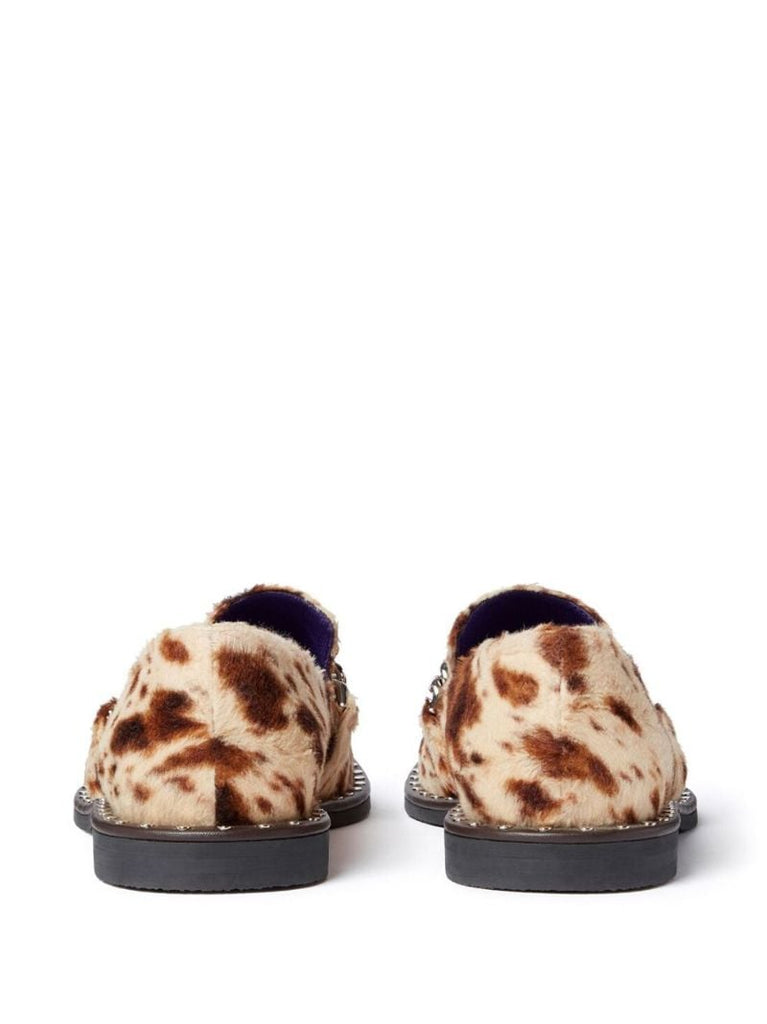 Neutral Falabella Pony-print Velvet Loafers