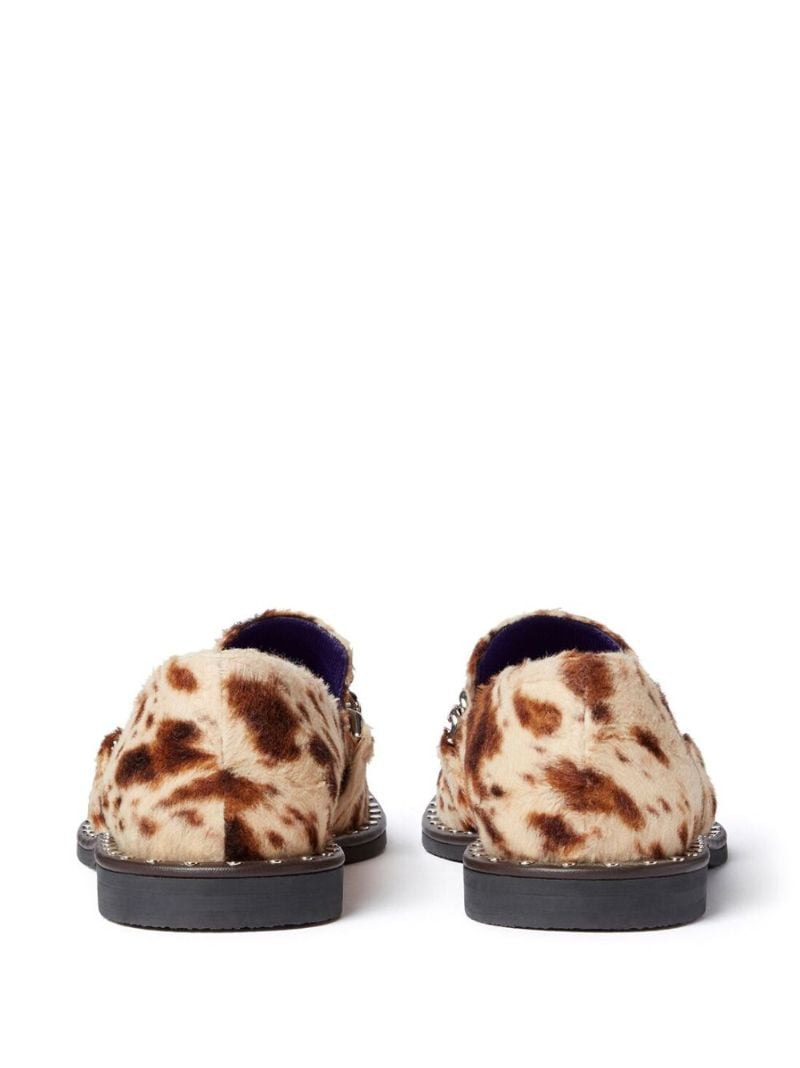 Neutral Falabella Pony-print Velvet Loafers
