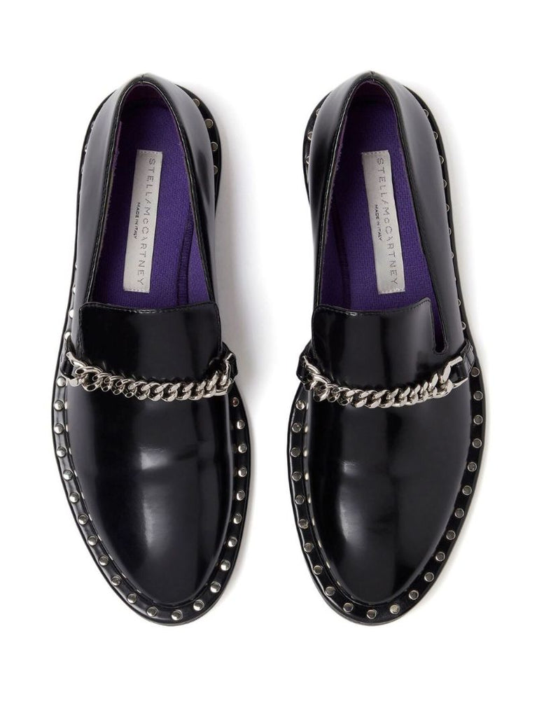 Black Falabella Chain-link Loafers