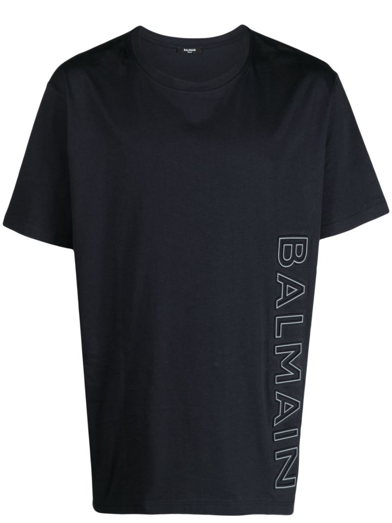 Blue Logo-embossed Cotton T-shirt