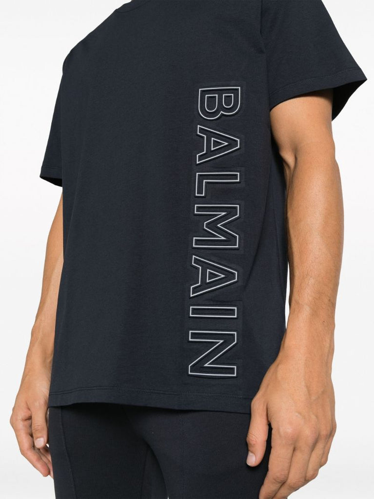 Blue Logo-embossed Cotton T-shirt