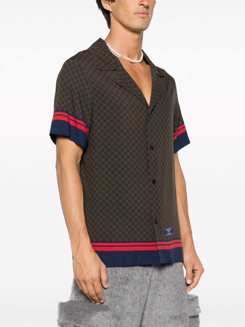 Brown Mini Monogram-print Bowling Shirt
